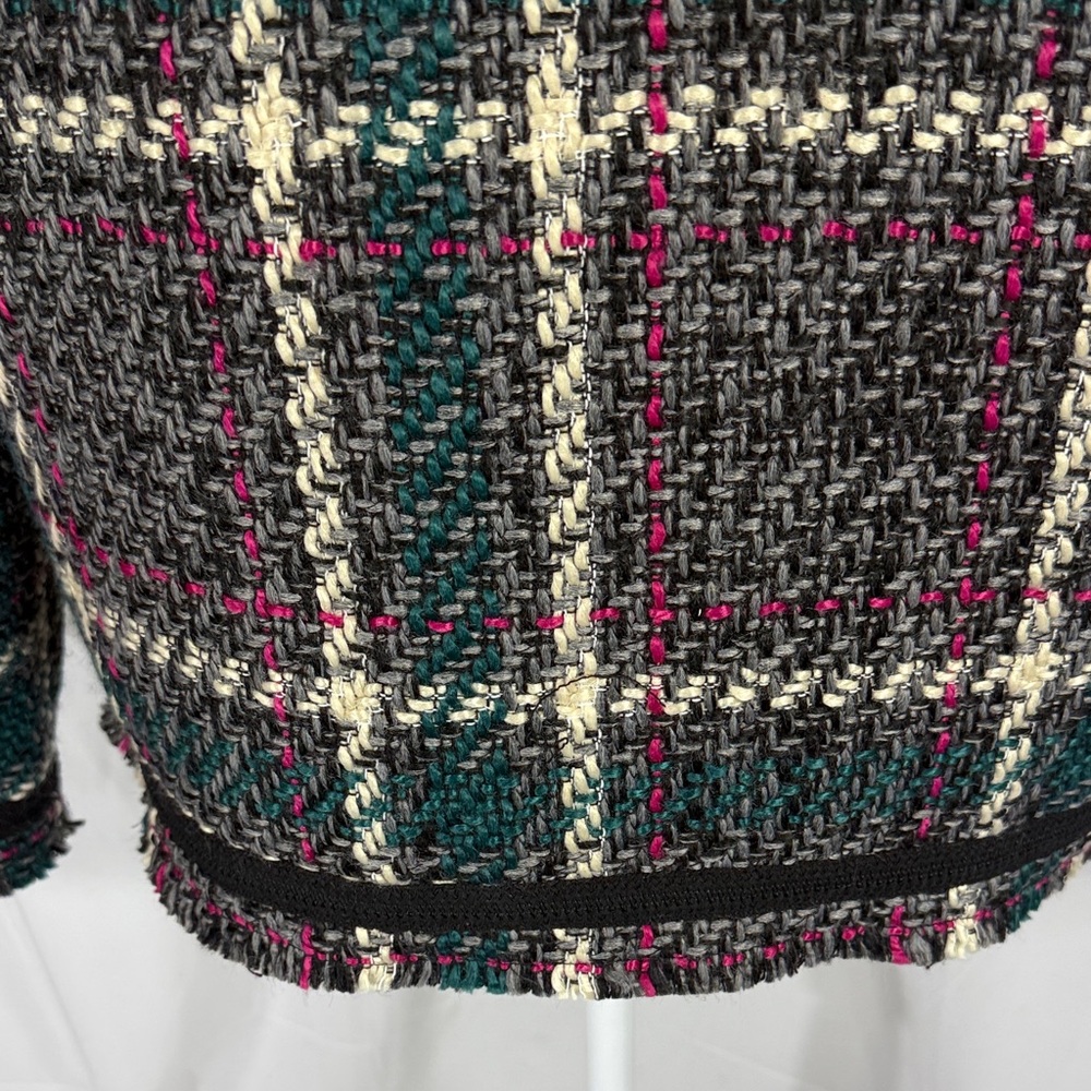 ANTHROPOLOGIE PLAID TWEED BLAZER JACKET L - Picture 11 of 11